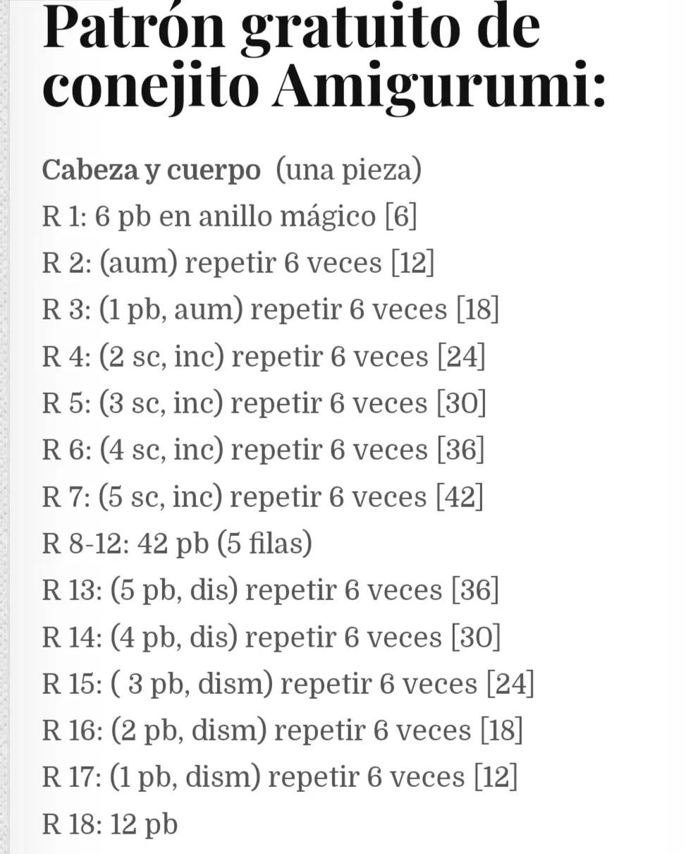 Patrón gratuito de conejito Amigurumi: Patrón completo paso a paso para tejer un adorable conejo de crochet en varios colores
