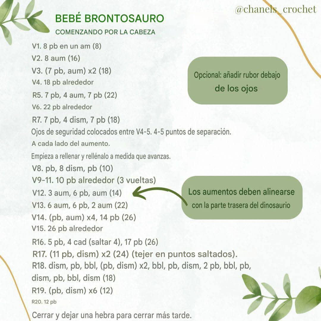 Patrón gratuito de crochet: Bebé Brontosaurio sin costura