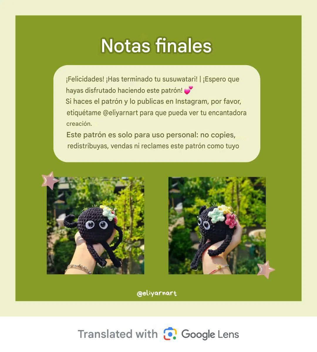 Patrón gratuito de crochet para búp bê Susuwatari đen với hoa