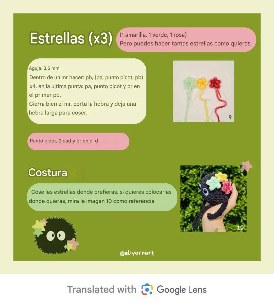 Patrón gratuito de crochet para búp bê Susuwatari đen với hoa