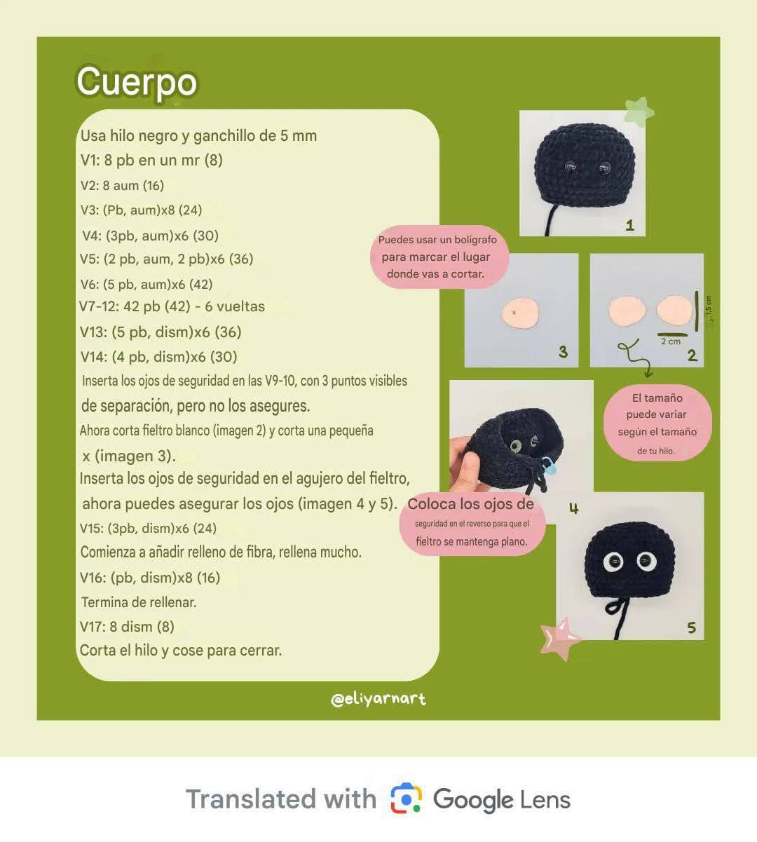 Patrón gratuito de crochet para búp bê Susuwatari đen với hoa