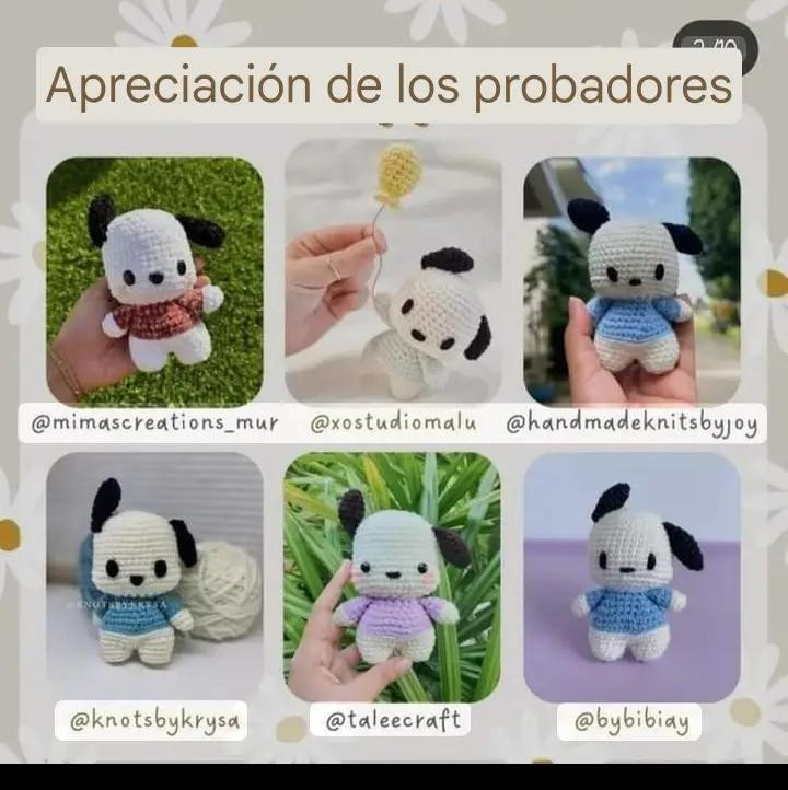 Patrón gratuito de crochet para perro amigurumi blanco y negro con ropa azul