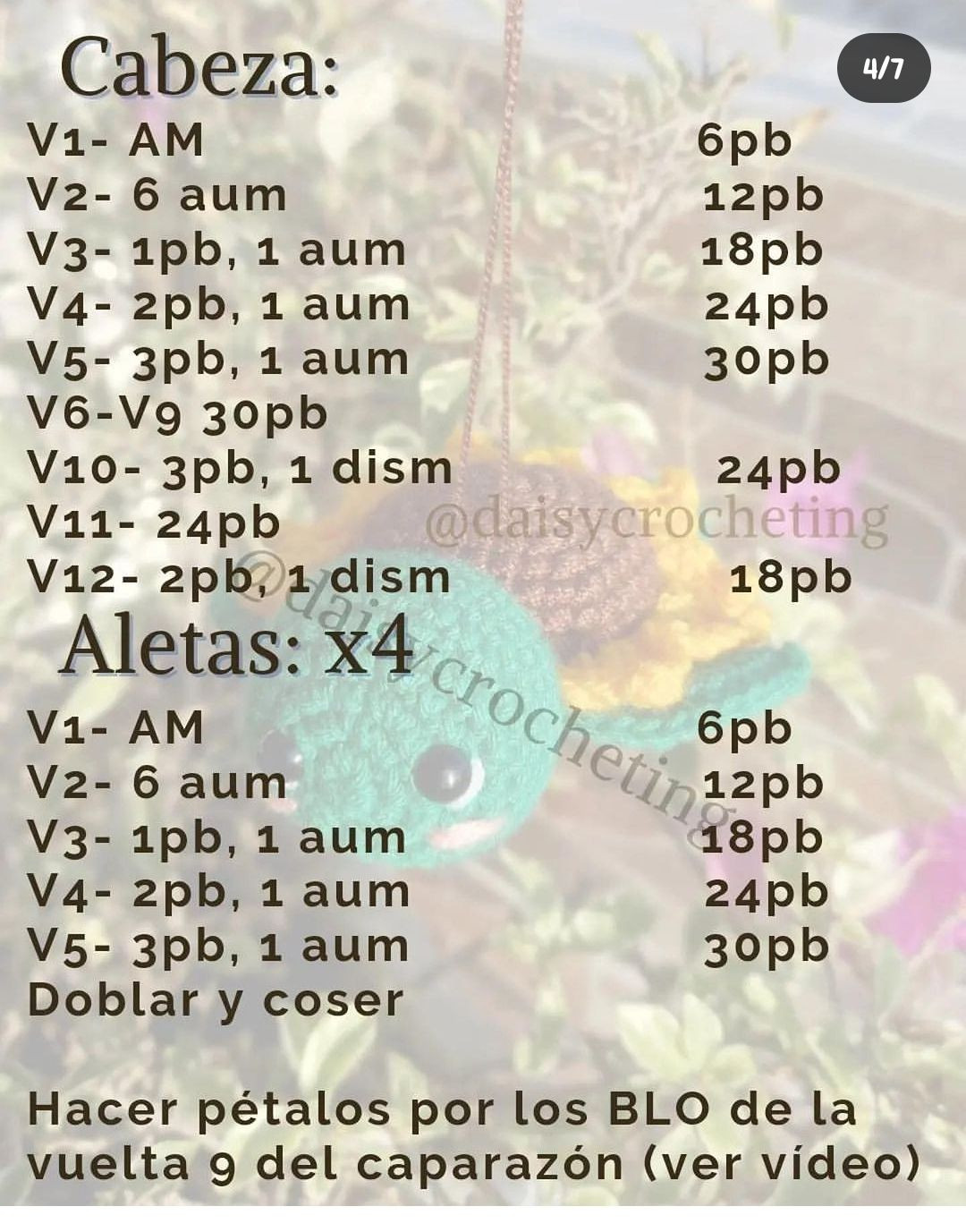 Patrón gratuito de crochet: Sun-Turtle-Flower