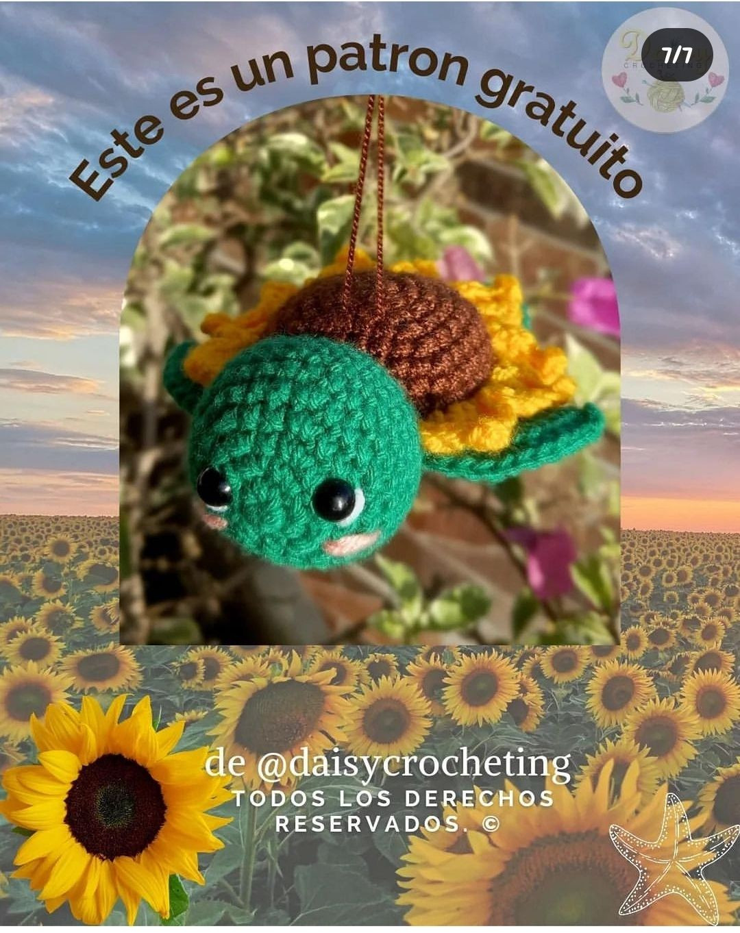 Patrón gratuito de crochet: Sun-Turtle-Flower