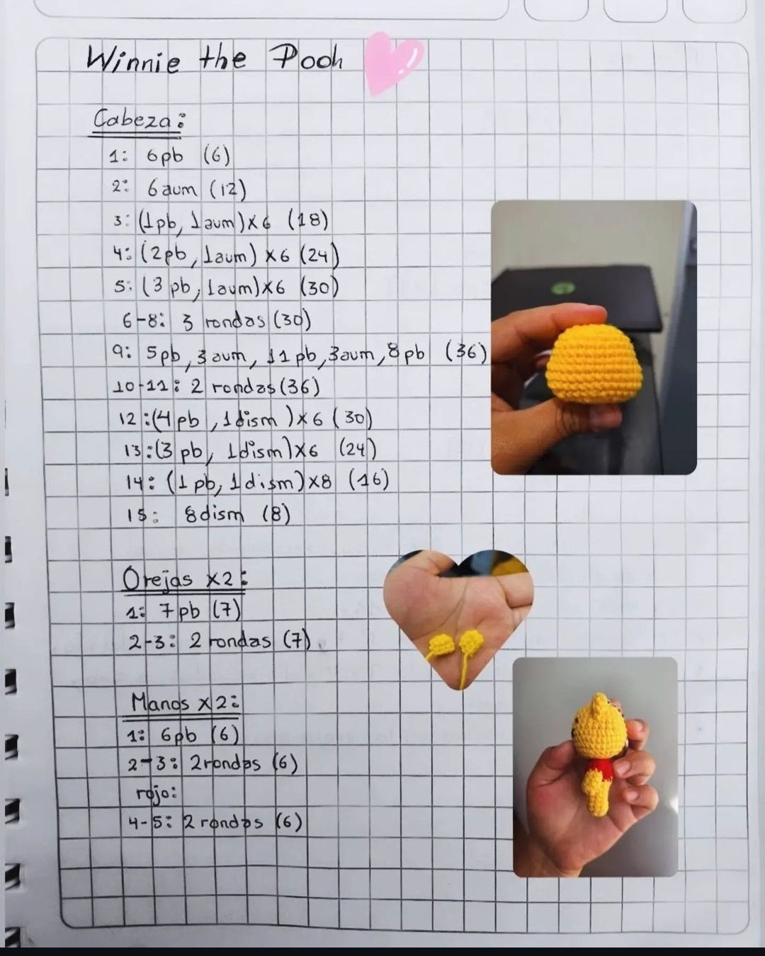 Patrón gratuito de ganchillo para hacer un amigurumi de Winnie the Pooh