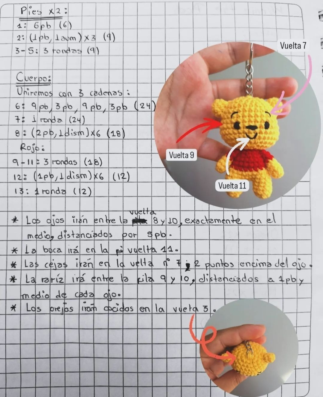 Patrón gratuito de ganchillo para hacer un amigurumi de Winnie the Pooh