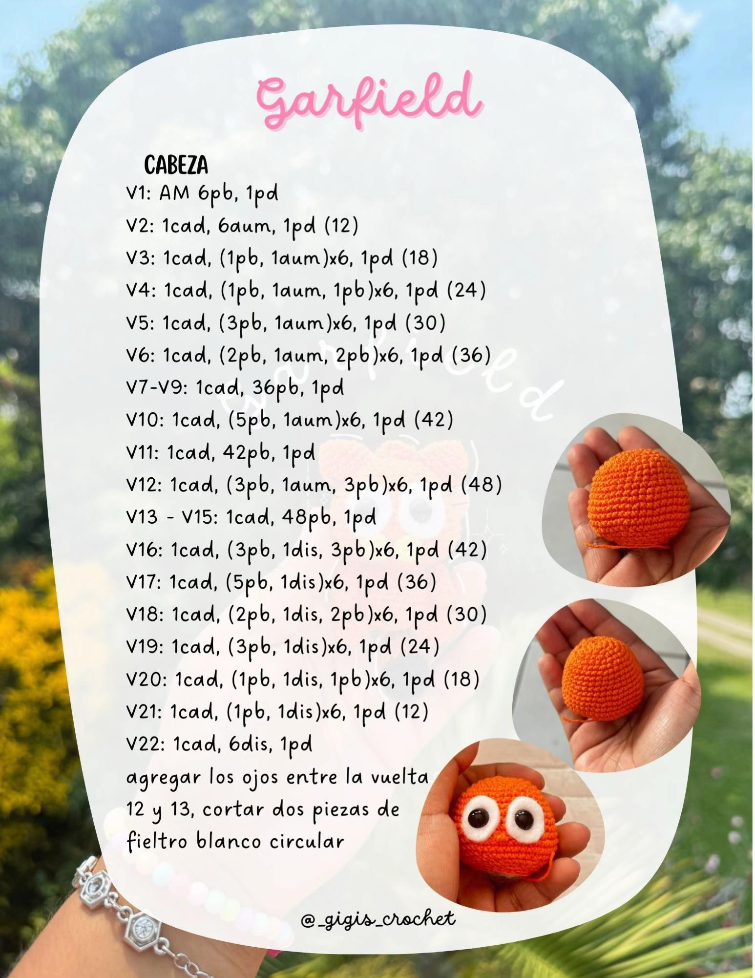 Patrón Gratuito de Garfield Amigurumi: Instrucciones Paso a Paso