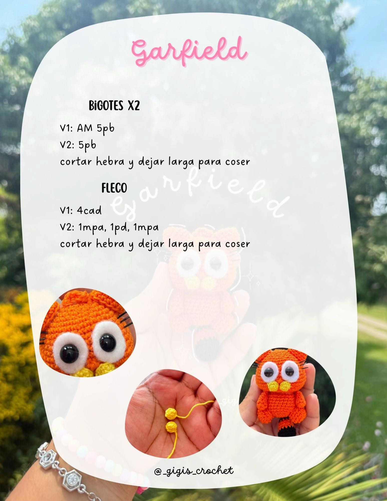 Patrón Gratuito de Garfield Amigurumi: Instrucciones Paso a Paso