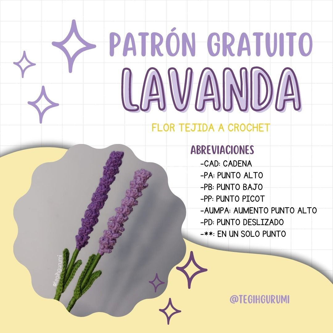 Patrón gratuito de lavanda tejida a crochet