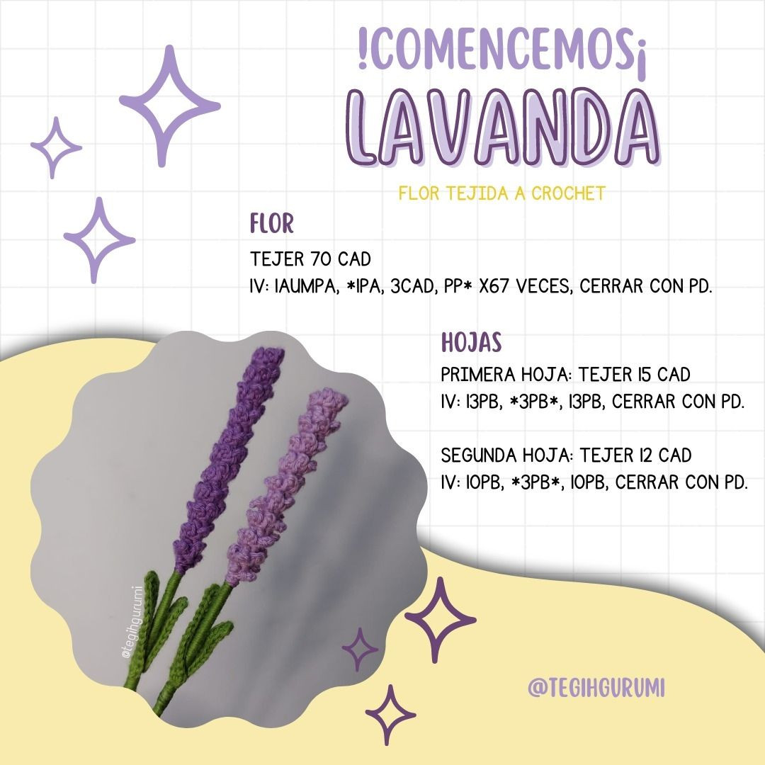 Patrón gratuito de lavanda tejida a crochet