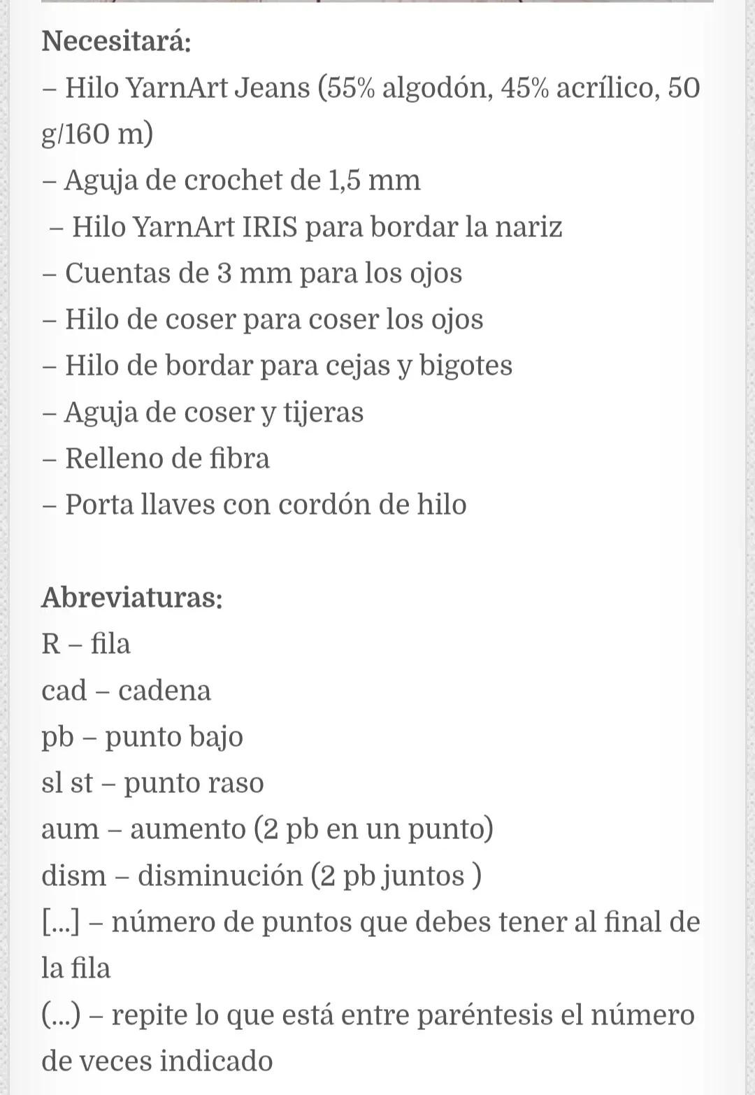 Patrón gratuito de llavero de gato Amigurumi: cuerpo, cabeza, brazos y piernas