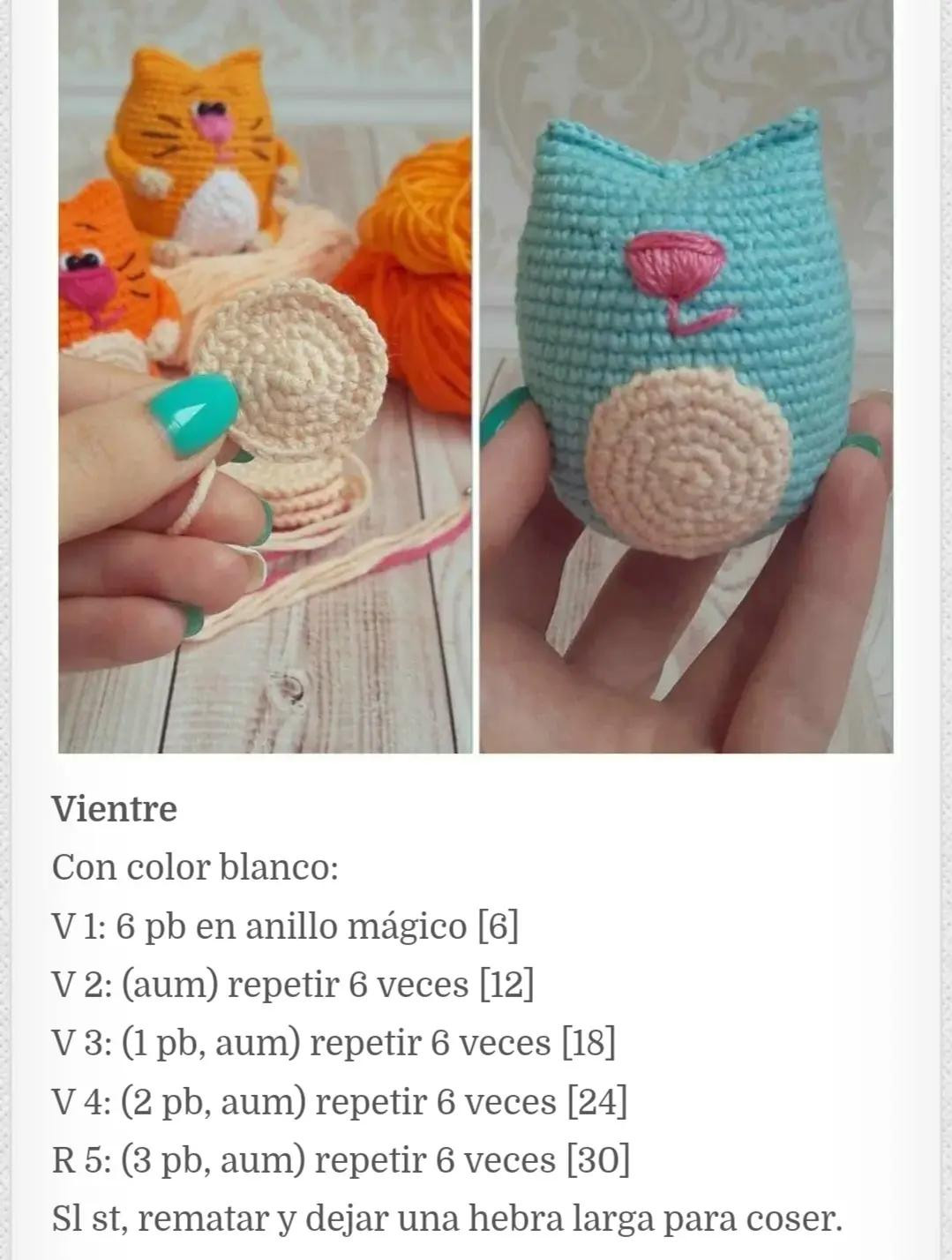 Patrón gratuito de llavero de gato Amigurumi: cuerpo, cabeza, brazos y piernas
