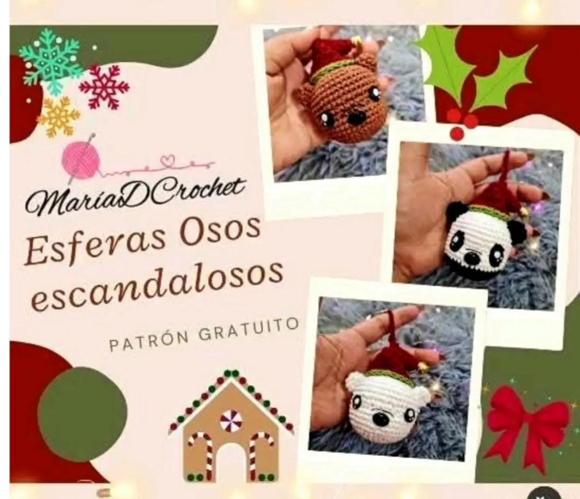 Patrón gratuito de osos escandalosos amigurumi navideños