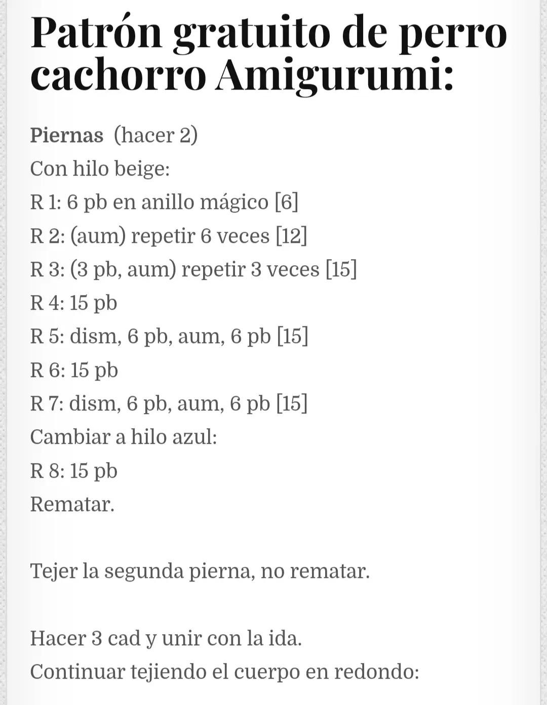 Patrón gratuito de perro cachorro Amigurumi: Instrucciones paso a paso para tejer con hilo YarnArt Jeans