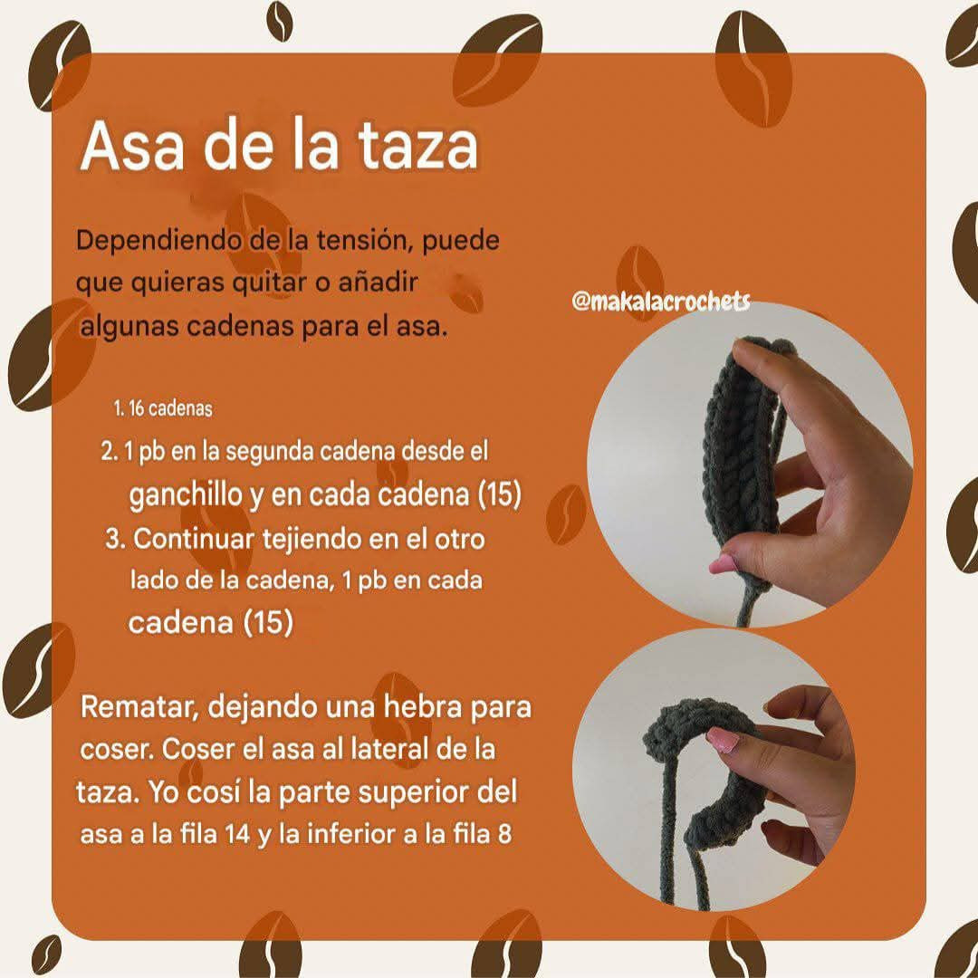 Patrón gratuito de taza de café caliente con malvaviscos amigurumi