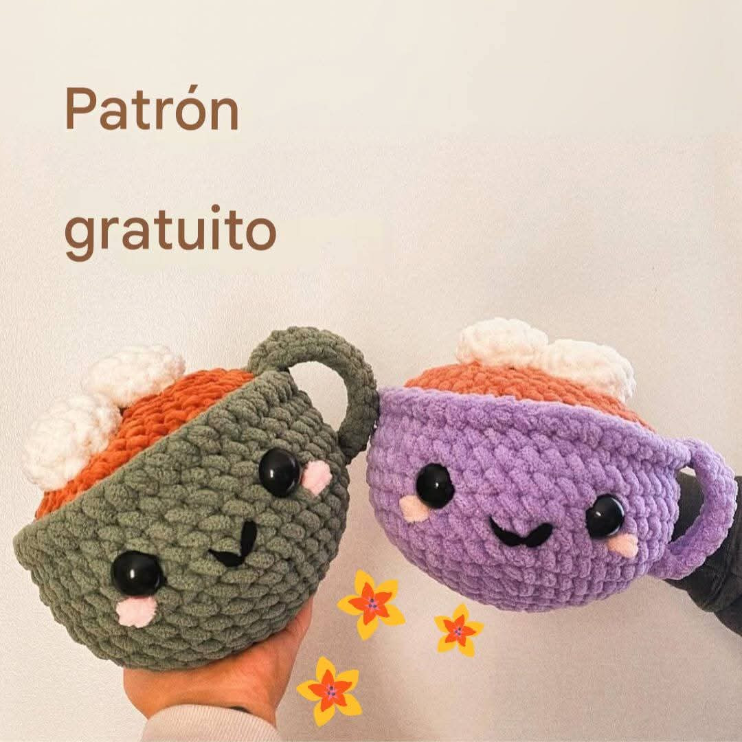 Patrón gratuito de taza de café caliente con malvaviscos amigurumi