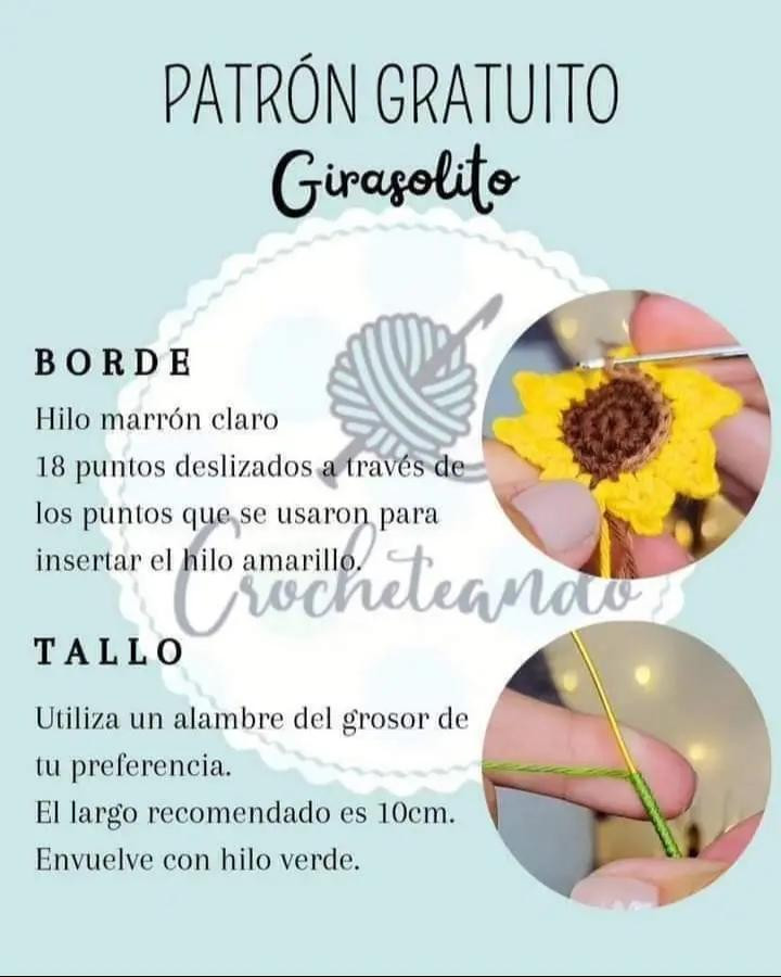 Patrón Gratuito Girasolito: Guía Paso a Paso para Móc Len Hoa Hướng Dương