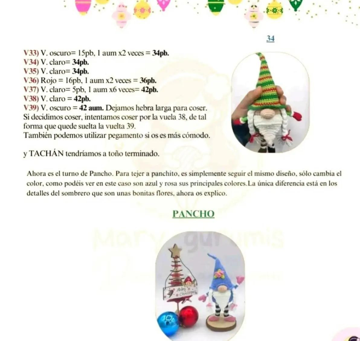 Patrón Gratuito Gnomos Toño y Pancho Navidad