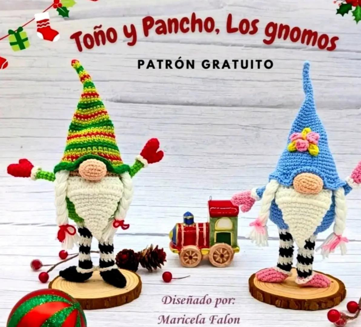 Patrón Gratuito Gnomos Toño y Pancho Navidad