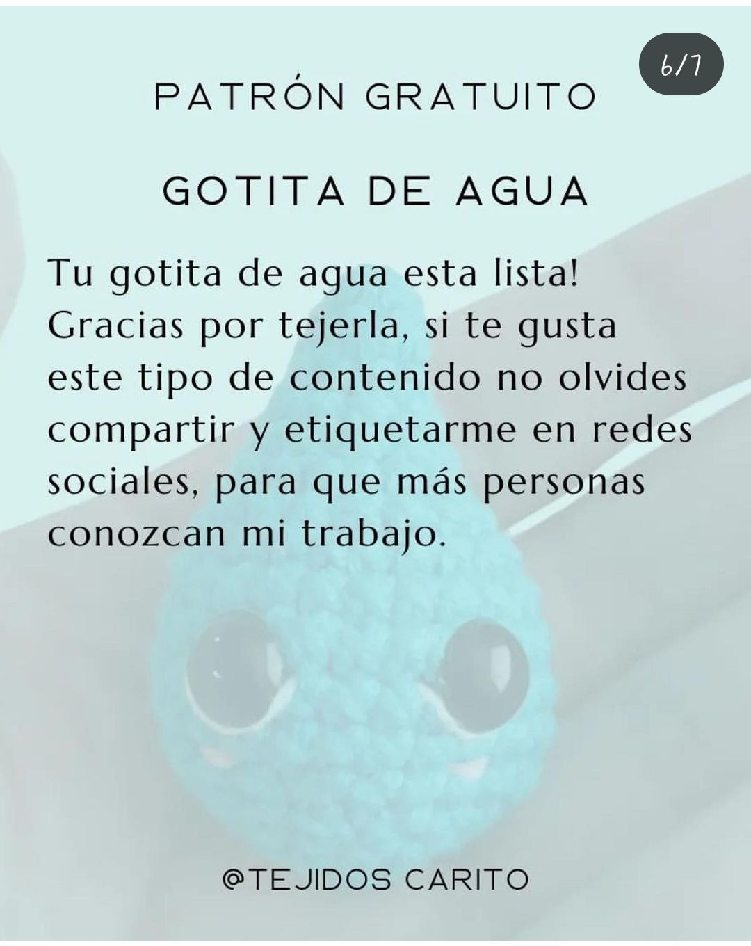 Patrón Gratuito: Gotita de Agua Amigurumi Azul