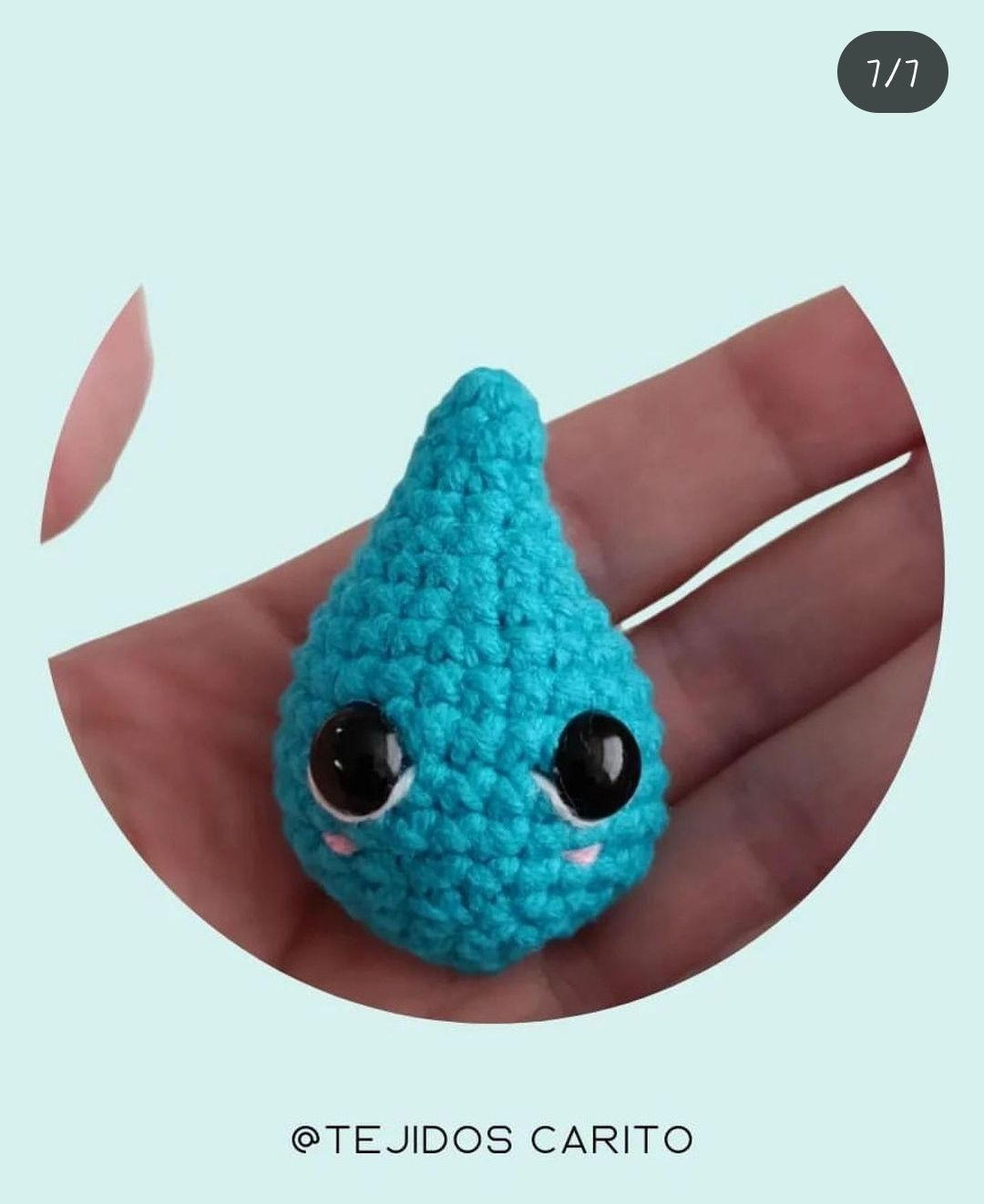Patrón Gratuito: Gotita de Agua Amigurumi Azul