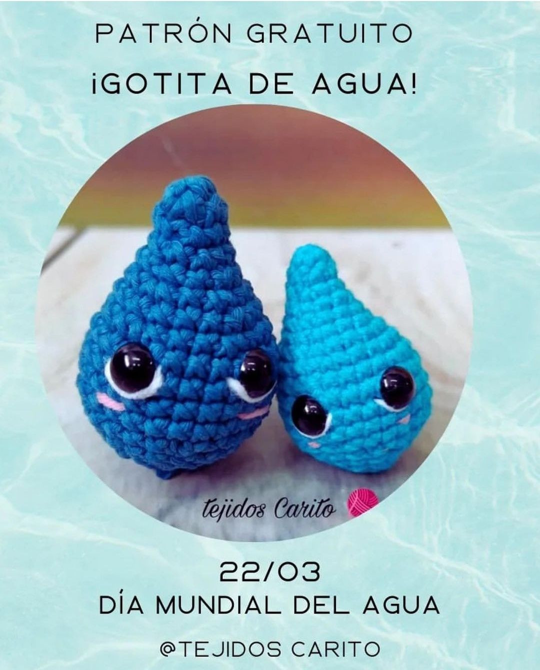 Patrón Gratuito: Gotita de Agua Amigurumi Azul