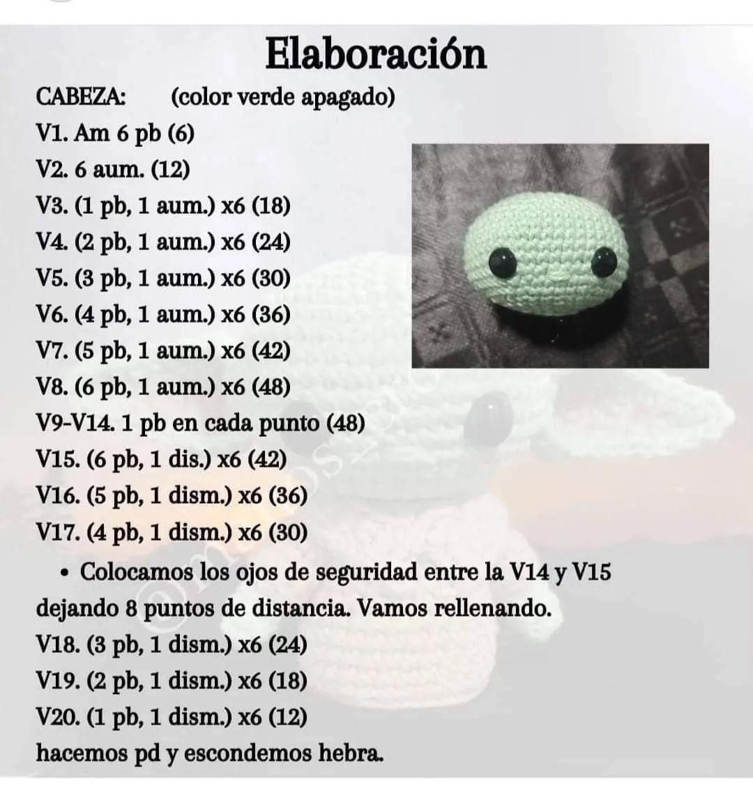 Patrón Gratuito Grogu The Mandalorian Amigurumi