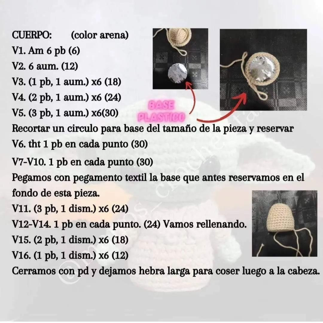 Patrón Gratuito Grogu The Mandalorian Amigurumi