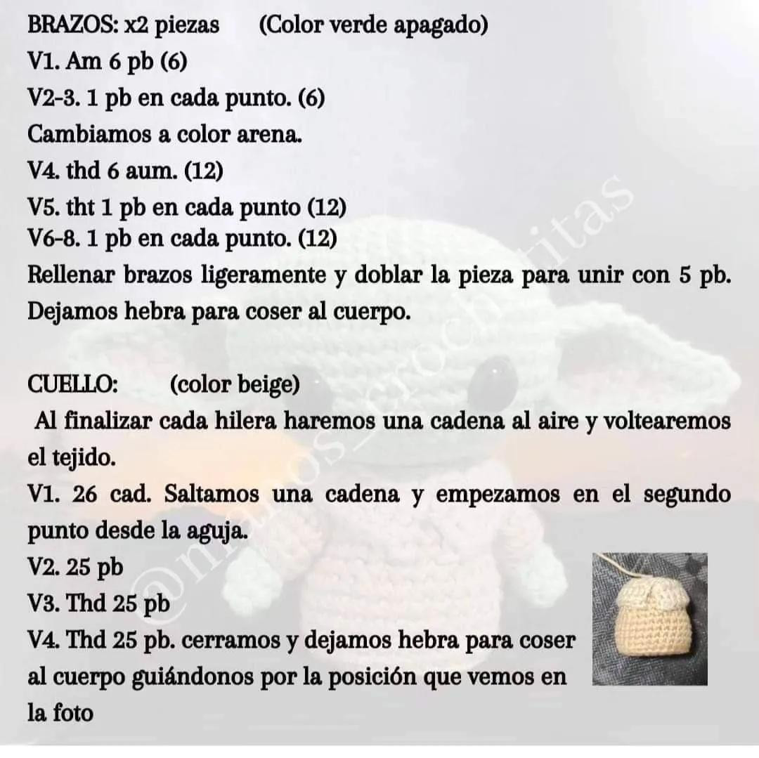 Patrón Gratuito Grogu The Mandalorian Amigurumi