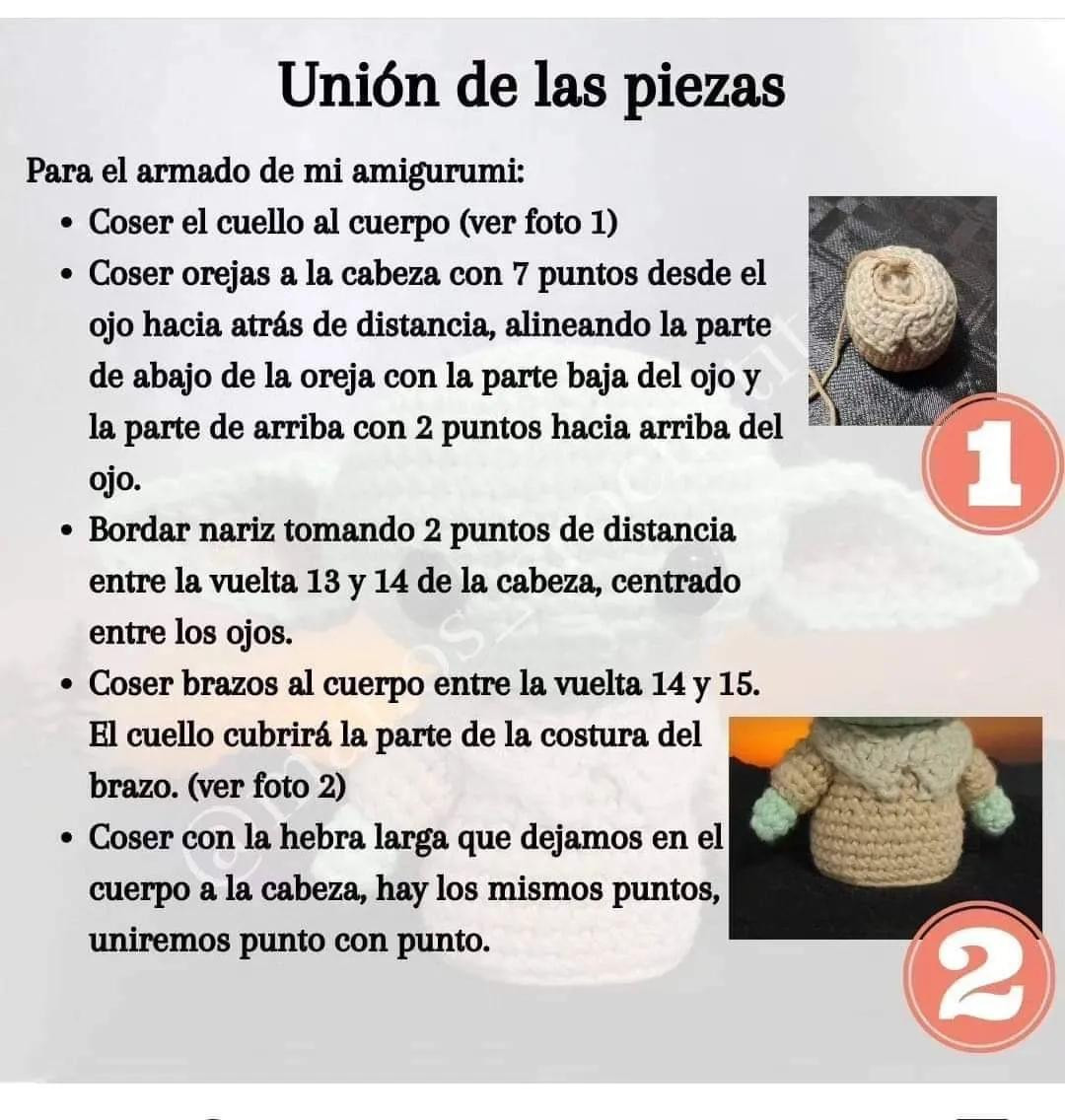 Patrón Gratuito Grogu The Mandalorian Amigurumi