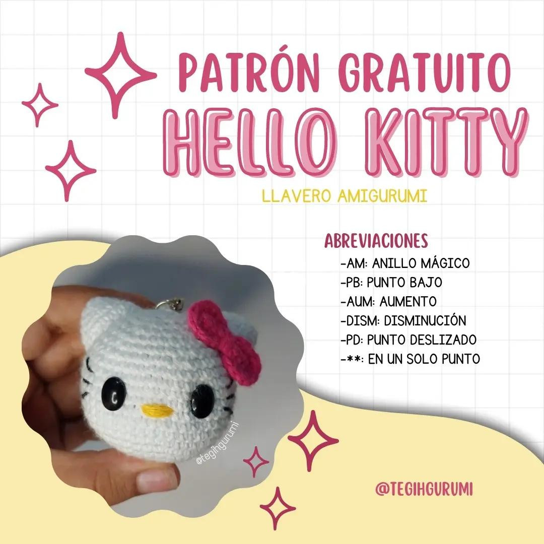 Patrón Gratuito Llavero Amigurumi Hello Kitty - Tutorial Paso a Paso