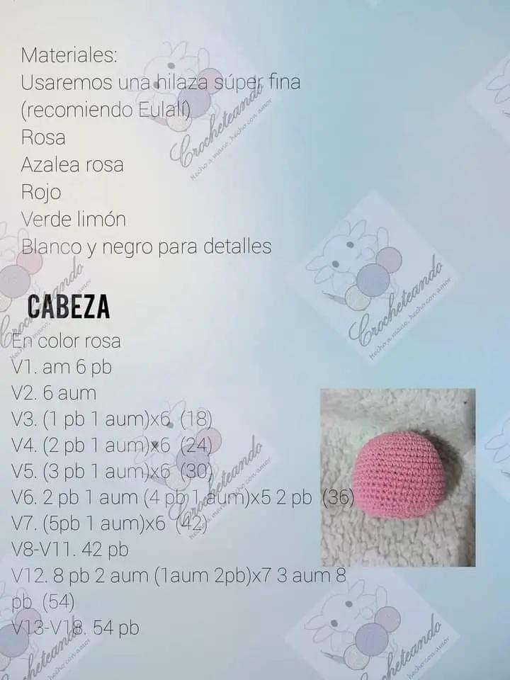 Patrón Gratuito Llavero Cerdito Fresa Amigurumi