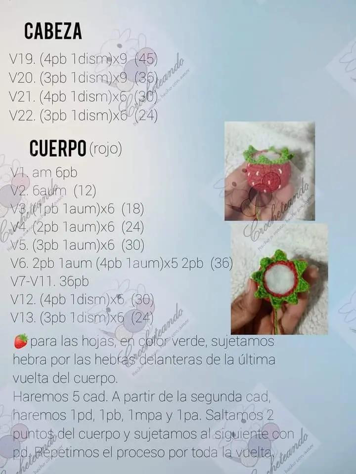 Patrón Gratuito Llavero Cerdito Fresa Amigurumi