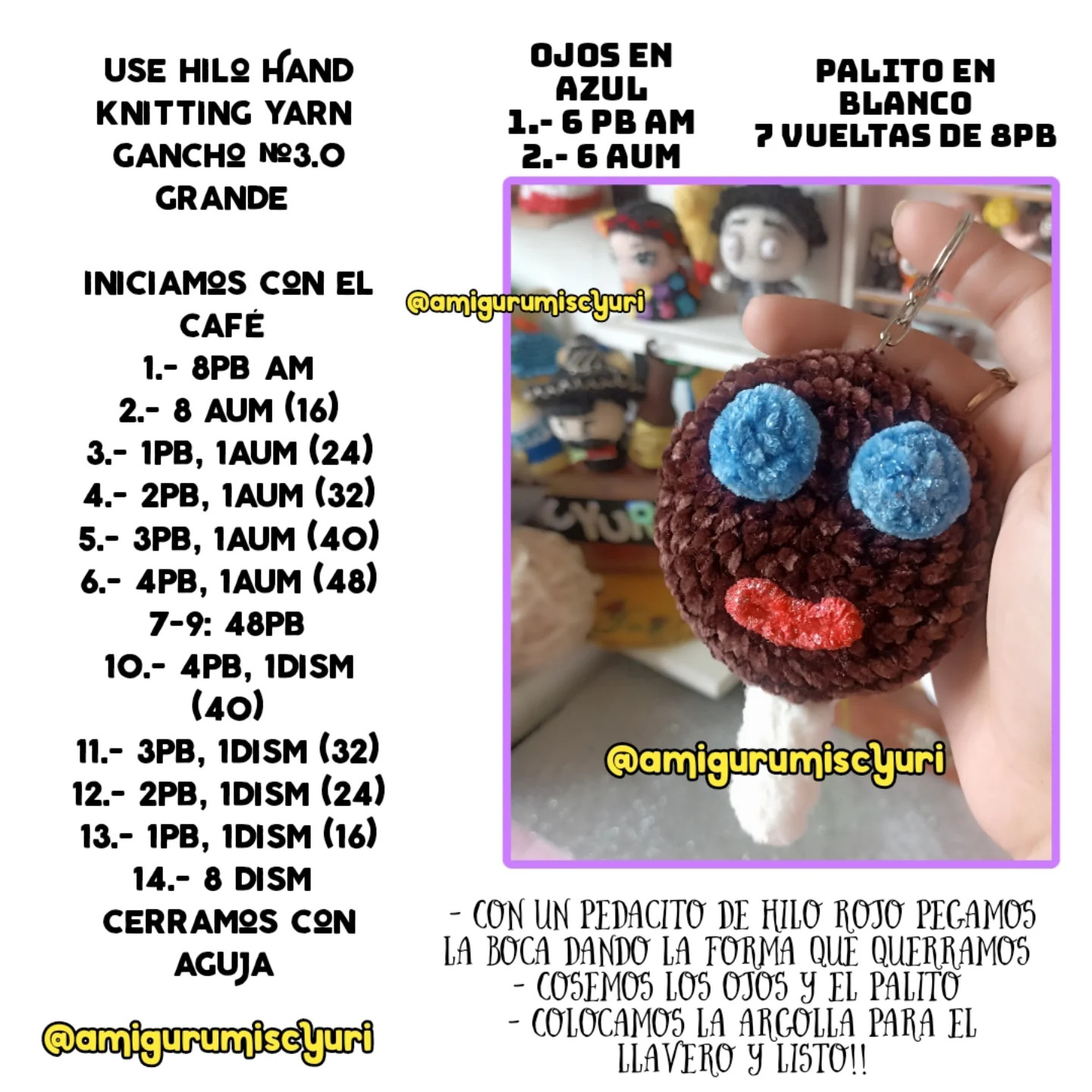 Patrón gratuito Llavero paleta payaso amigurumi