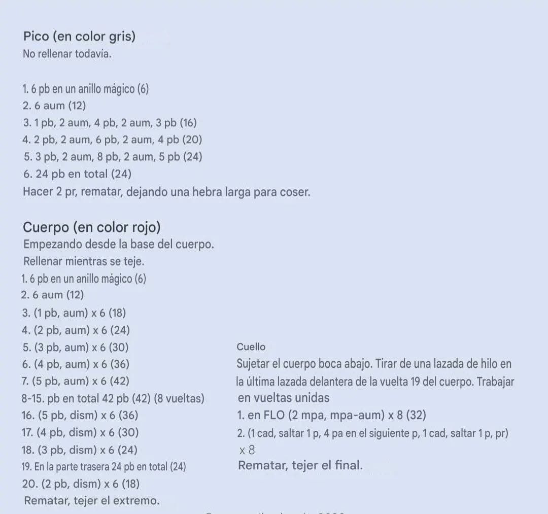 Patrón Gratuito Loro Bebé - Amigurumi Rojo y Azul