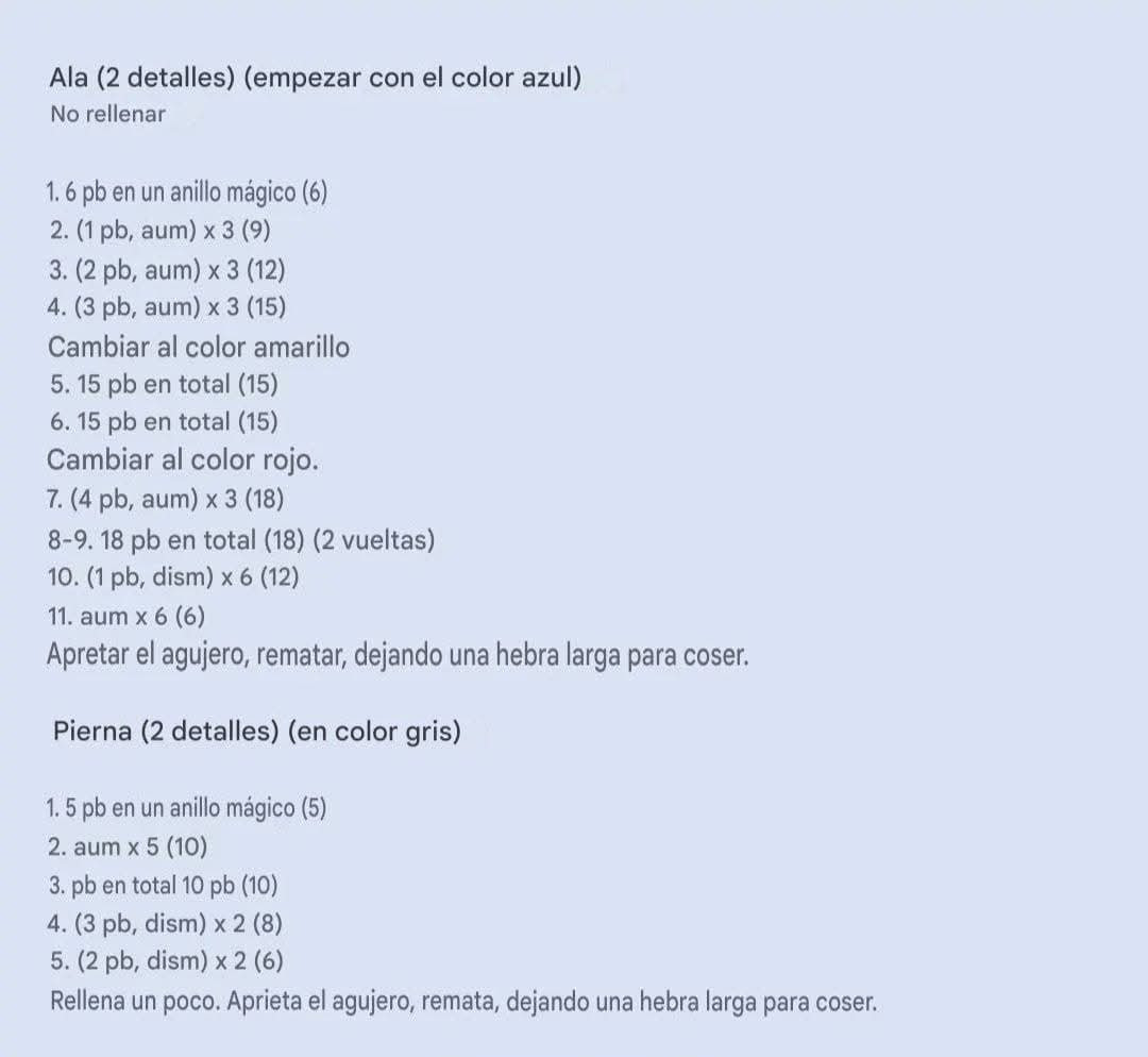 Patrón Gratuito Loro Bebé - Amigurumi Rojo y Azul