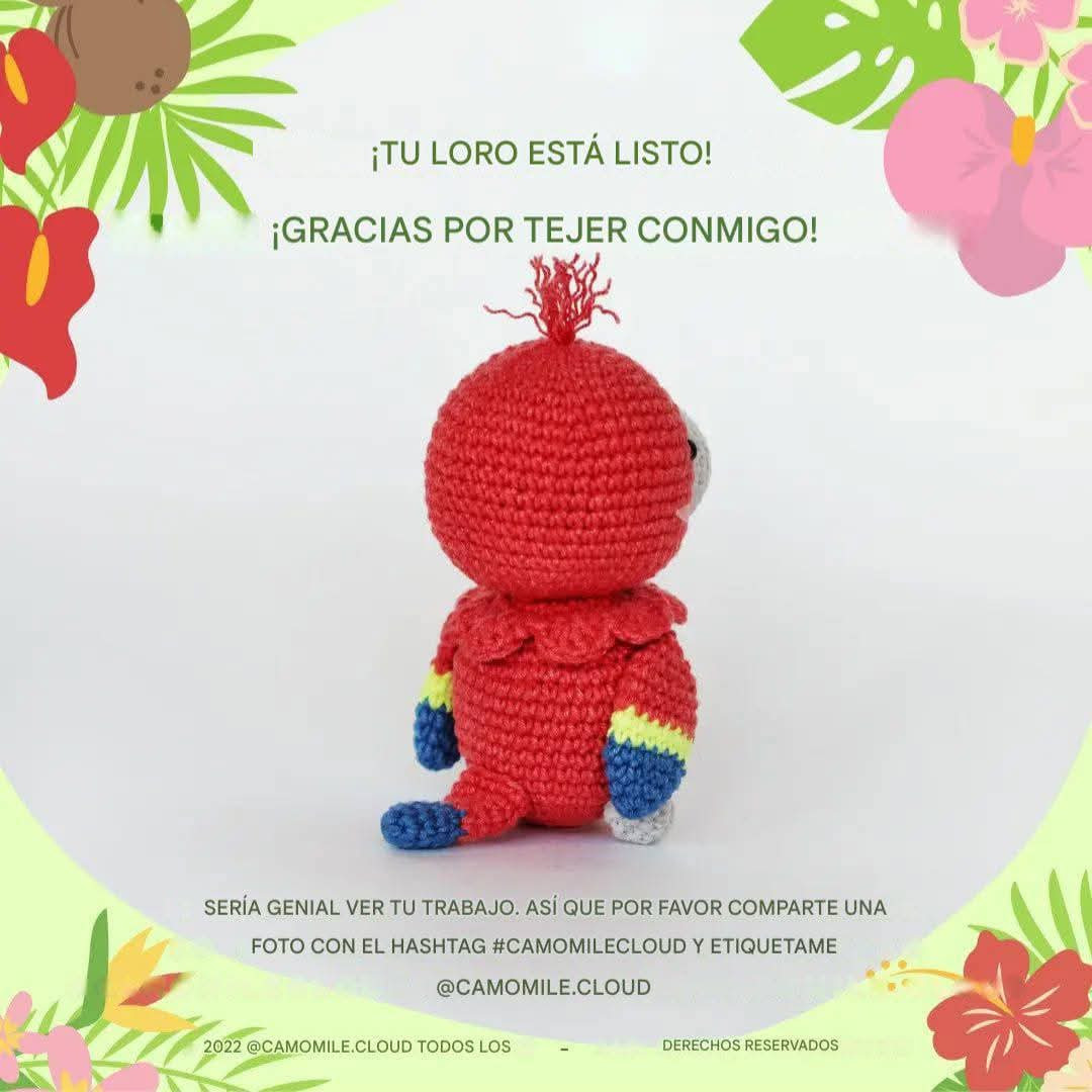 Patrón Gratuito Loro Bebé - Amigurumi Rojo y Azul