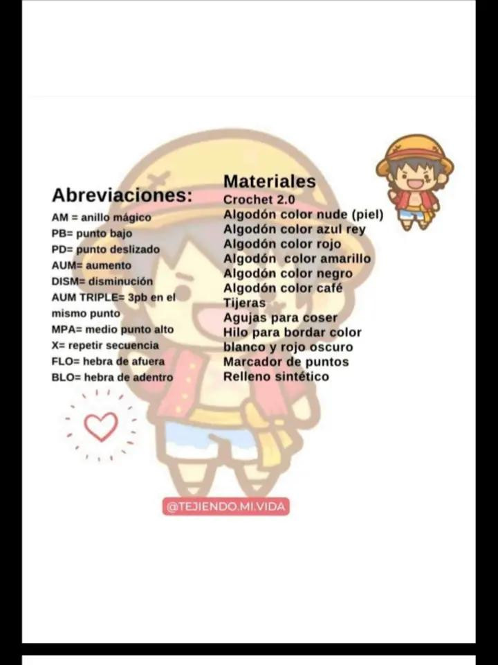 Patrón Gratuito Móc Len Búp bê Monkey D. Luffy One Piece