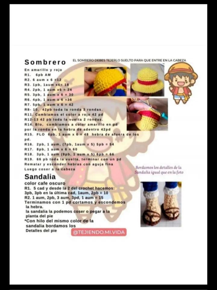 Patrón Gratuito Móc Len Búp bê Monkey D. Luffy One Piece