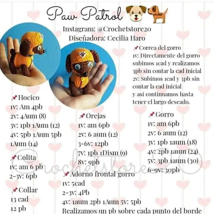 Patrón Gratuito Móc Len Nhân Vật Paw Patrol - Hướng Dẫn Chi Tiết Từng Phần