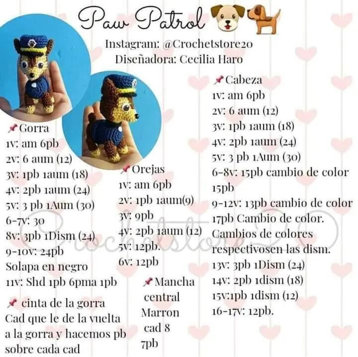 Patrón Gratuito Móc Len Nhân Vật Paw Patrol - Hướng Dẫn Chi Tiết Từng Phần