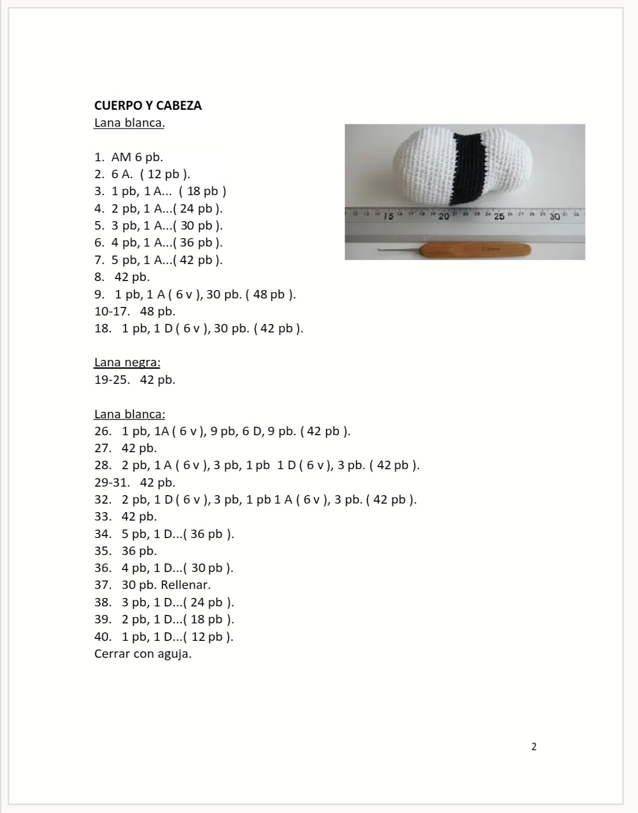 Patrón Gratuito Oso Panda Amigurumi: Guía de Móc Len con Lana Negra y Blanca