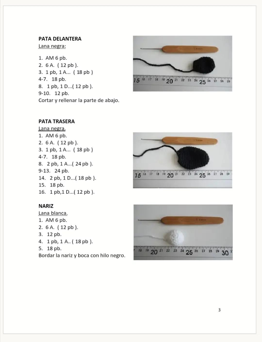 Patrón Gratuito Oso Panda Amigurumi: Guía de Móc Len con Lana Negra y Blanca