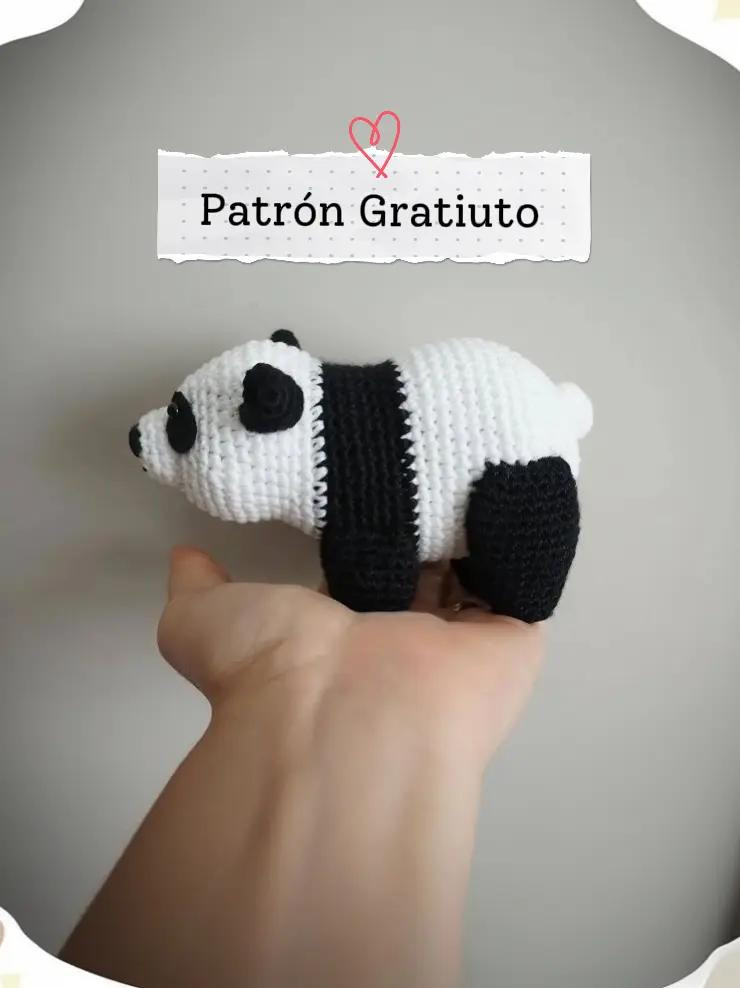 Patrón Gratuito Oso Panda Amigurumi: Guía de Móc Len con Lana Negra y Blanca