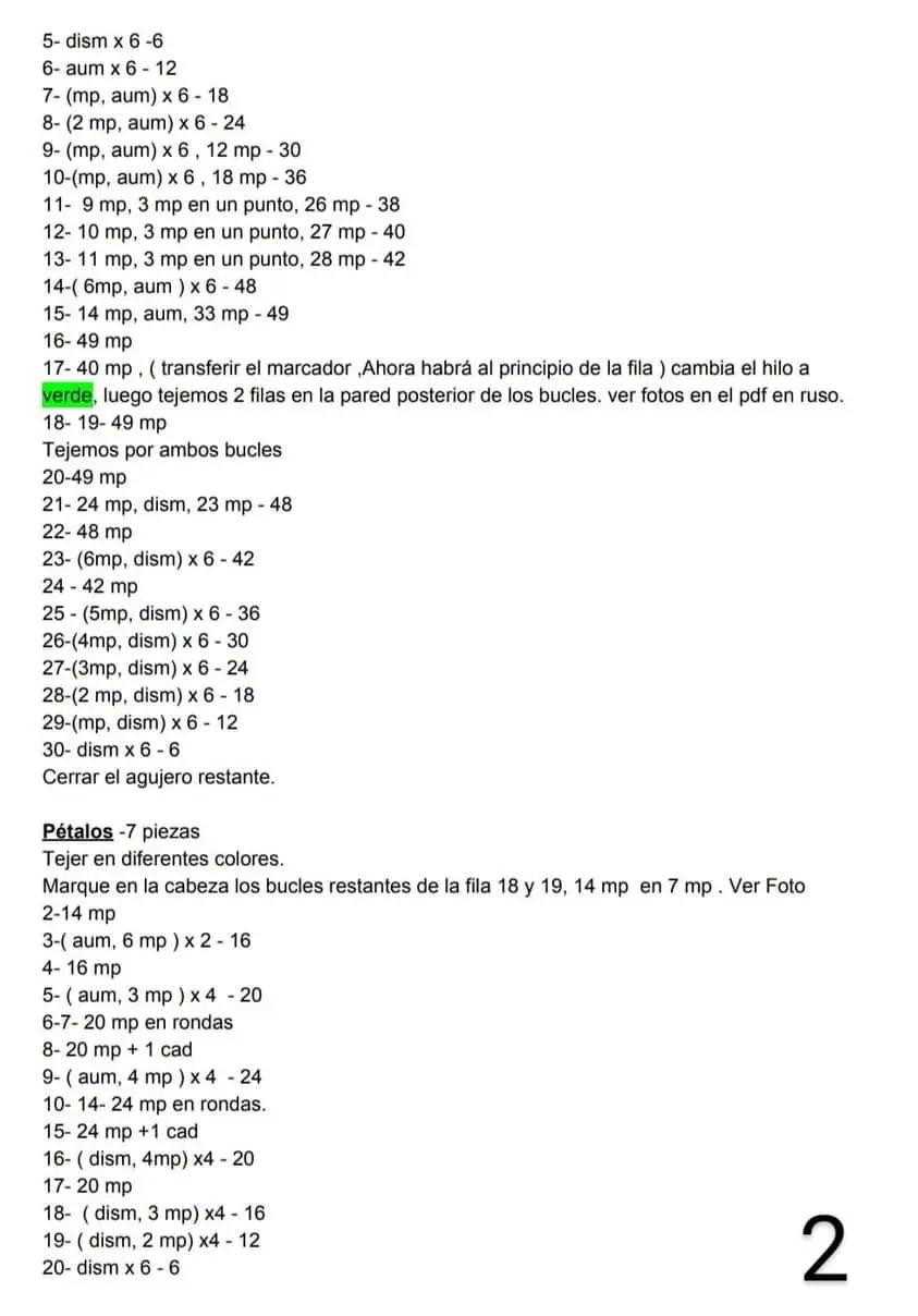 Patrón gratuito para amigurumi Flor Sentada con instrucciones paso a paso en español