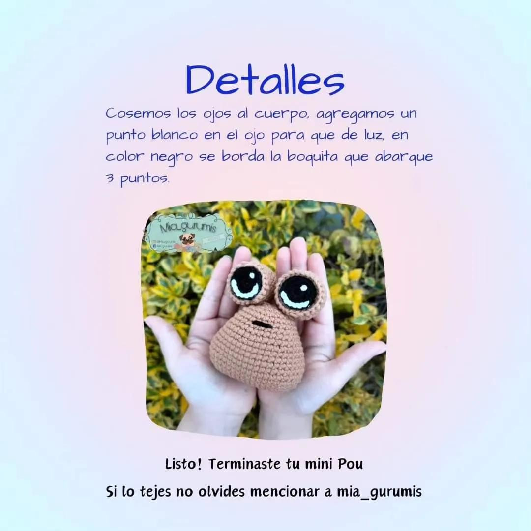 Patrón gratuito para amigurumi Mini Pou con ojos grandes