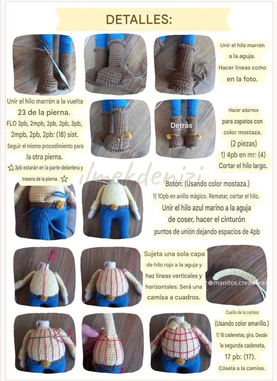 Patrón gratuito para amigurumi Woody de Toy Story en español