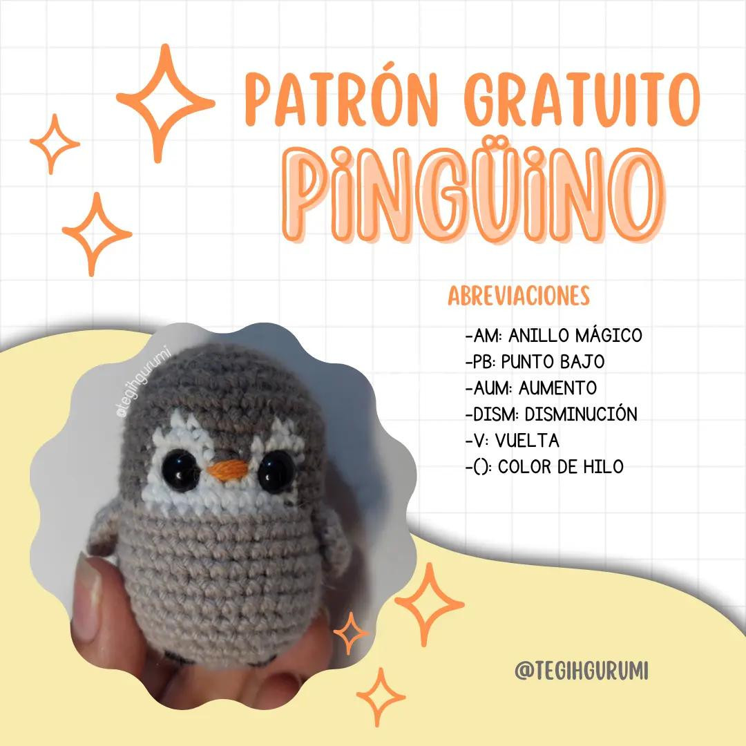 Patrón gratuito para hacer pingüino amigurumi de crochet