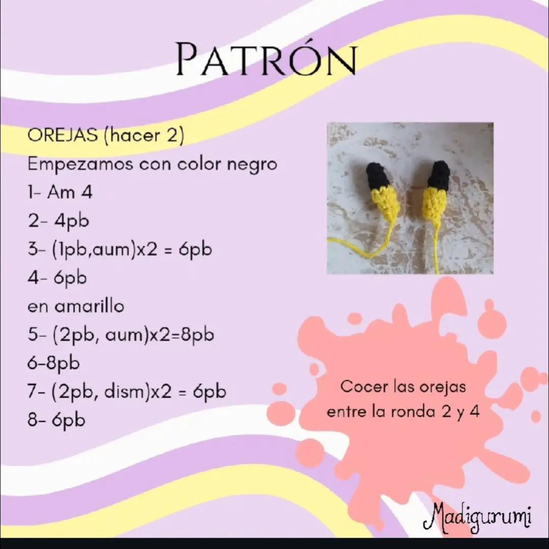 Patrón gratuito para Llavero Pikachu amigurumi en amarillo y negro