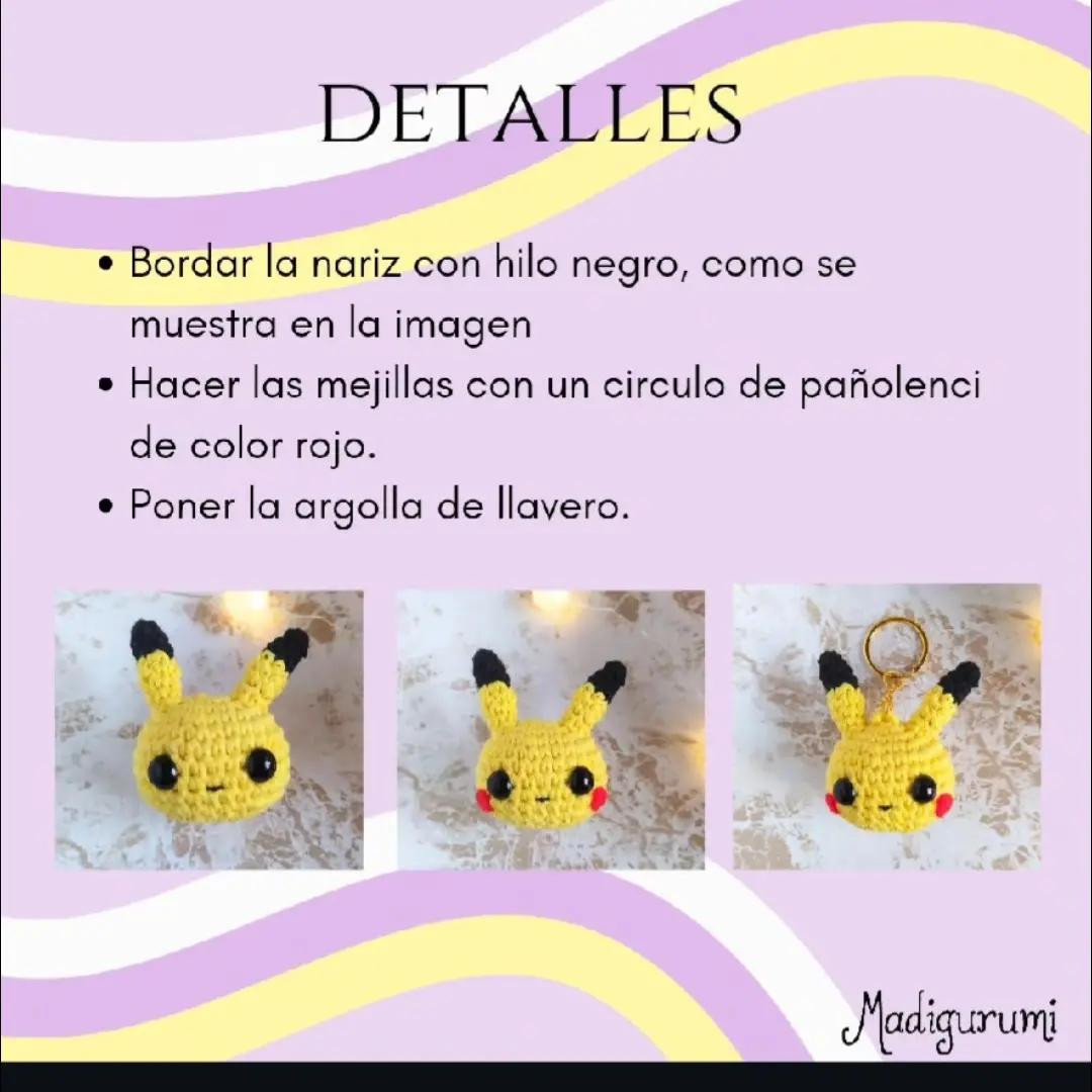 Patrón gratuito para Llavero Pikachu amigurumi en amarillo y negro